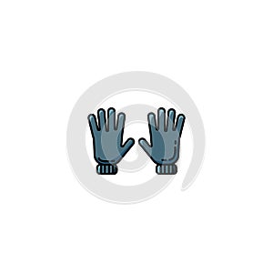 Pait of gloves vector line flat icon
