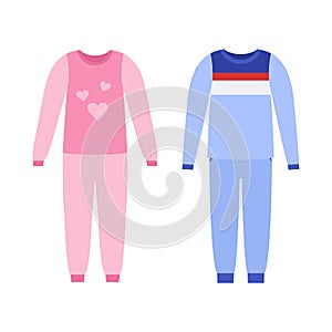 Pajama for girl, boy. Vector illustration in flat design