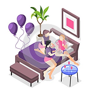 Pajama Party Isometric Background