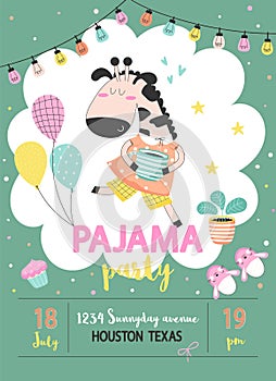 Pajama party poster with giraffe