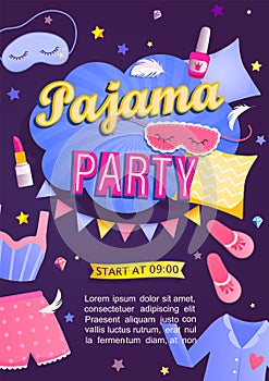 Pajama party`s invitation card.