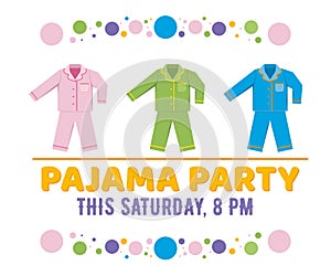 Pajama party vector illustration isolated on white.