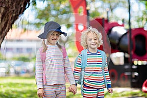 Pajamas day at school. Kids in pyjama at preschool