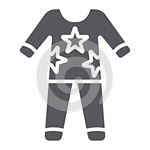 Pajamas glyph icon, clothes and nightwear, pyjama sign, vector graphics, a solid pattern on a white background.