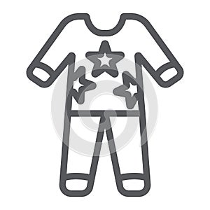 Pajamas line icon, clothes and nightwear, pyjama sign, vector graphics, a linear pattern on a white background.