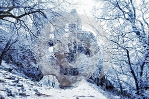 Pajstun castle entrance and ruin walls in Borinka, Slovakia