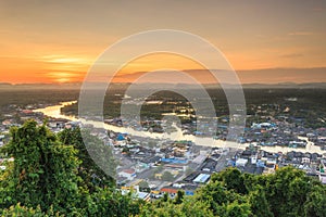 Pak Nam Chumphon. View from Khao (Hill) Matsee Viewpoint in Chum