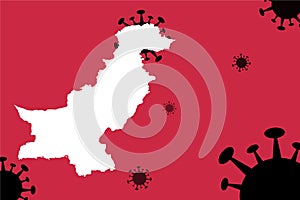 Pakistan  corona virus update with  map on corona virus background,report new case,total deaths,new deaths,serious critical,active