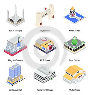 Pakistan Culture and Landmarks Isometric Icons Pack