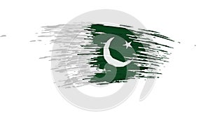 Pakistan flag animation. Brush painted pakistani flag on a white background. Brush strokes, grunge, paint. Pakistan patriotic