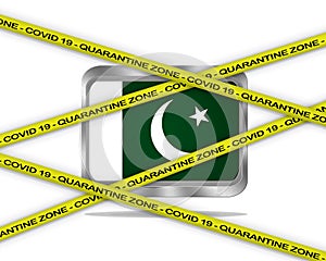 Pakistan flag illustration. Coronavirus danger area, quarantined country