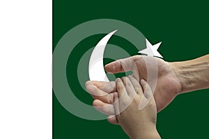Pakistan flag, intergration of a multicultural group of young people