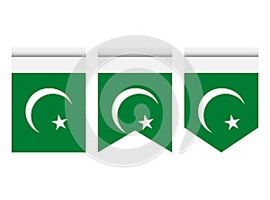 Pakistan flag or pennant isolated on white background. Pennant flag icon