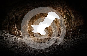 Pakistan Map with Creative cave background 3D Illustration