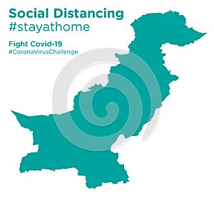 Pakistan map with Social Distancing stayathome tag