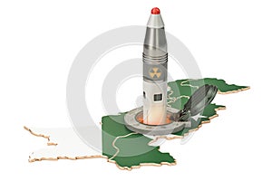Pakistani missile launches from its underground silo launch facility, 3D rendering