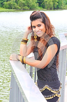 Pakistani model by the river photo