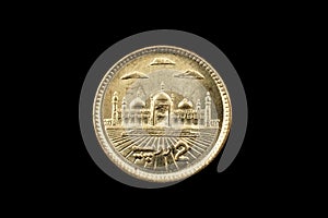 Pakistani Two Rupee Coin Isolated On Black