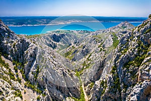 Paklenica canyon National park on Velebit mountain aerial view