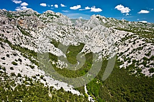 Paklenica canyon National park on Velebit mountain aerial view