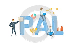 PAL, Phase Alternation Line. Concept with keyword, people and icons. Flat vector illustration. Isolated on white.