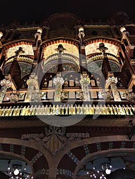 Palace of Catalan Music by night photo
