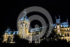 Palace of Culture in Iasi illuminated at night