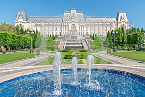 The Palace of Culture in Iasi, Romania. Rearview from the Palas Garden of The Palace of Culture, the symbol of the city of Iasi on