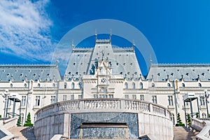 The Palace of Culture in Iasi, Romania. Rearview from the Palas Garden of The Palace of Culture, the symbol of the city of Iasi on