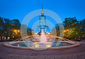 Palace of culture and science and Blue Hour