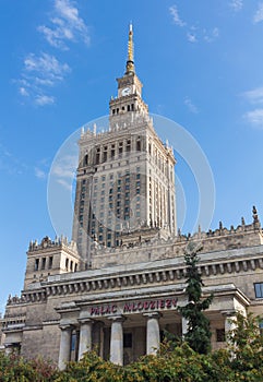 The Palace of Culture and Science PaÃâac Kultury i Nauki or PKiN in Warsaw, Poland.