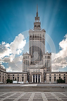 Palace of Culture and Science in Warsaw, Poland. Historic architecture.