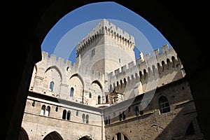 Palace des Papas in Avignon from arcade point of view