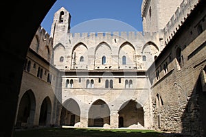 Palace des Papas in Avignon from arcade point of view