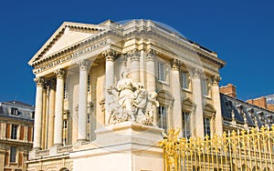 Palace facade with columns in Versailles