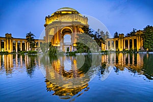 The Palace of Fine Arts in the Marina district by night, San Francisco