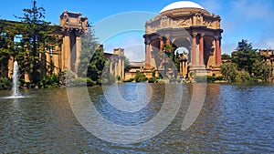 Palace of Fine Arts, situated in a landscape featuring a tranquil lake, San Francisco, USA