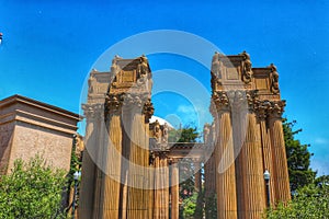 Palace of Fine Arts, situated in a landscape featuring a tranquil lake, San Francisco, USA