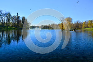 Palace Garden and Lake Beloe. Gatchina, St. Petersburg, Russia