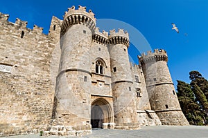 The Palace of the Grand Master of the Knights of Rhodes, Greece. Famous Knights Grand Master Palace also known as Castello in