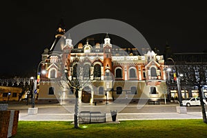 Palace of the Greek Catholic Episcopate in Oradea at night.