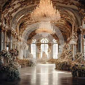 Palace hall interior ornate ballroom