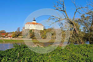 The palace Hirschstein on river Elbe