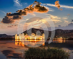 The Palace Jal Mahal at sunrise. Jal Mahal Water Palace on Man