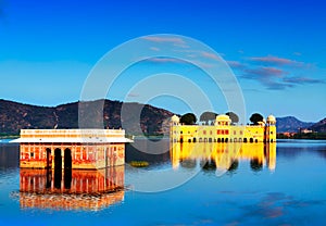 The palace Jal Mahal at sunset. Jaipur, Rajasthan, India