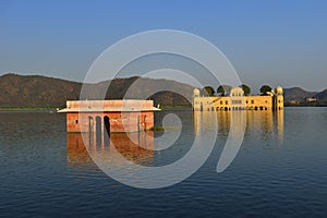 The palace Jal Mahal at sunset. Jal Mahal (Water Palace)