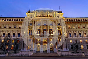 Palace of Justice, at night - landmark attraction in Vienna, Austria