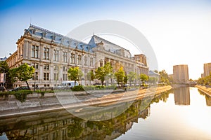 Palace of Justice in sunset in Bucharest