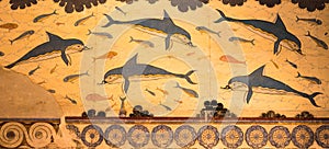 Knossos Palace Dolphins Fresco in Crete, Greece photo