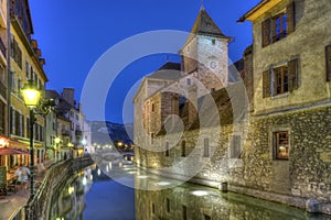 Palace L Ile on the Thiou Canal in Old Annecy, France, HDR